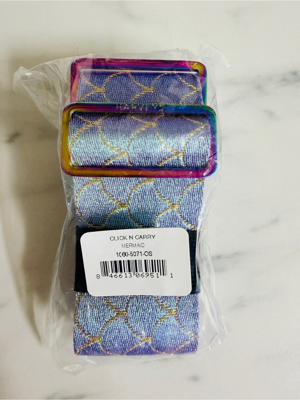 Harveys Seatbelt Mermaid Iridescent CNC Click N Carry Strap-NEW